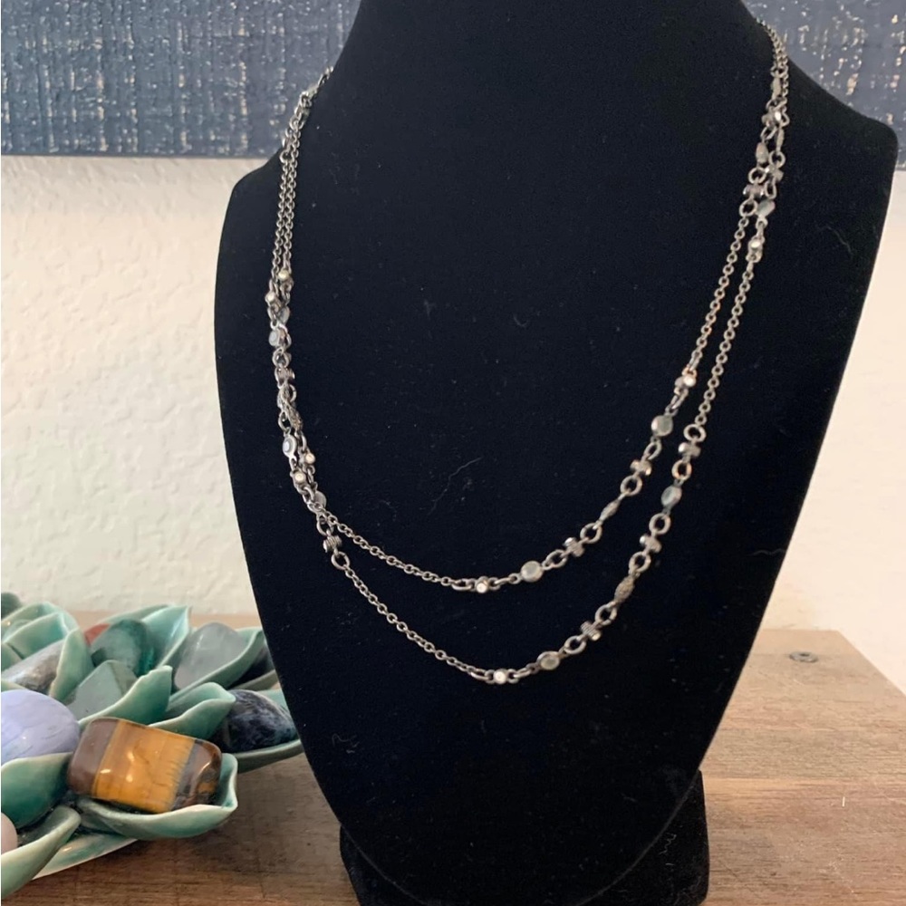 Double Stacked Women’s Necklace in Dark Grey Color
